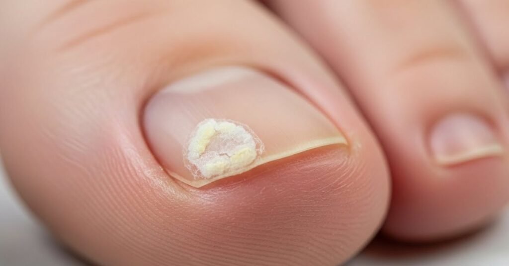  early signs of toenail fungus with small white spot