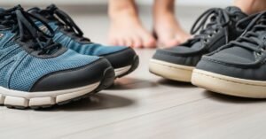 Toenail fungus prevention by disinfecting shoes and keeping feet dry to reduce moisture and reinfection risk.