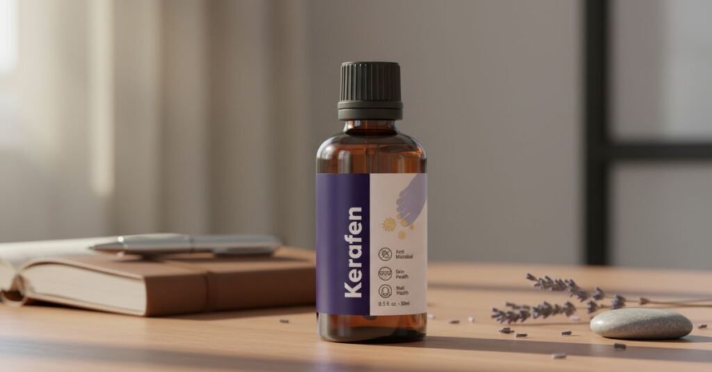 Kerafen toenail fungus oil bottle used for improving nail health and supporting healthier nails