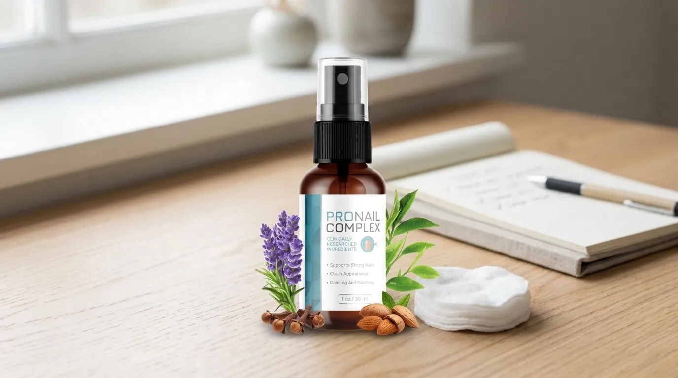 ProNail Complex spray bottle beside almonds and walnuts, representing a guide to ProNail Complex side effects and tree nut allergy safety considerations