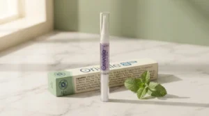 Orivelle Nail Care Pen with tea tree oil formula displayed with packaging